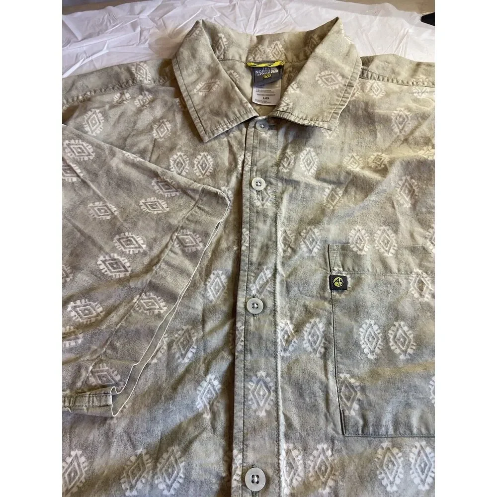 Men's The North Face Tropical Print Short‎ Sleeve Button Down Shirt-Size L